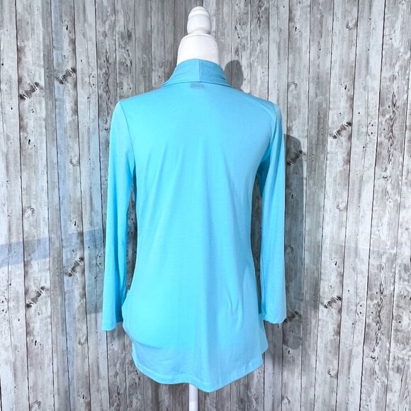 Grass Collection Open Front Cardigan | Blue | Lightweight | Medium | 3/4 Sleeve - Picture 4 of 9